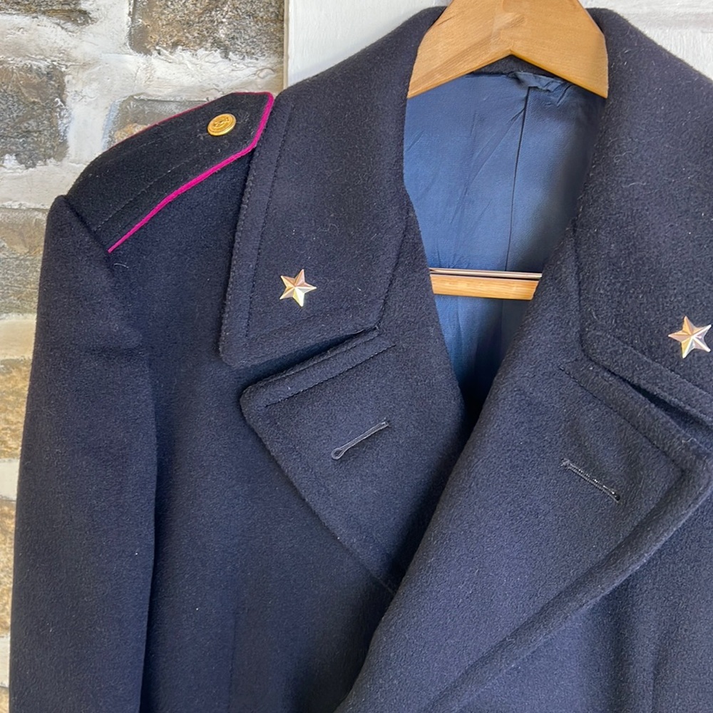 Vintage Navy Military Double Breasted Wool Coat - Picture 3 of 17